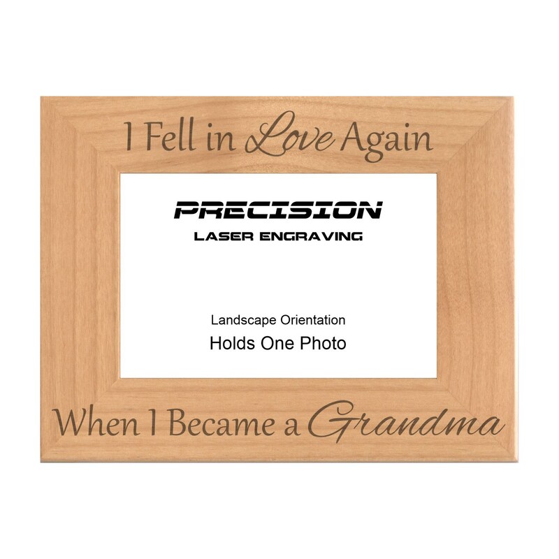 Grandma Picture Frame Fell in Love Again When I Became a Grandma Engraved Natural Wood Picture Frame (WF-163) Mothers Day